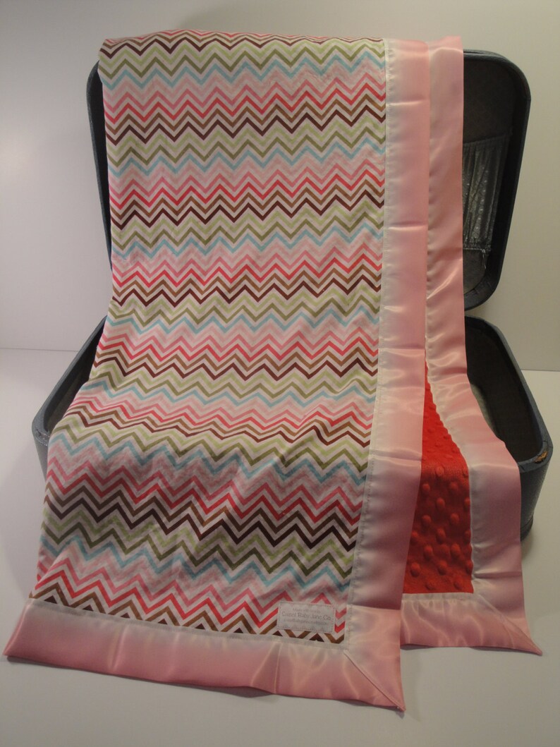 Girl's Pink Chevron Baby Blanket Soft Pink Minky Pink Etsy