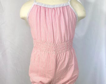 Vintage 80’s Pink Striped Smocked Romper 3T - Vintage 3T Romper - Vintage Playsuit - Vintage 3T Playsuit - 80’s Romper - striped Romper