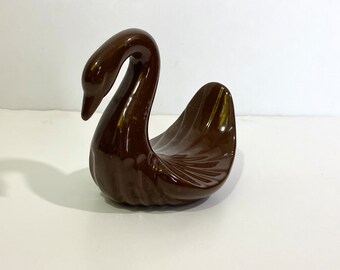 Vintage 80’s Brown Ceramic Swan Towel Holder - Vintage Bathroom Decor - 80’s Swan - Vintage Art Deco Swan - Brown Swan