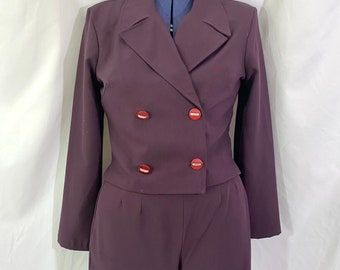 Completo vintage anni '90 viola: blazer corto, taglia 7