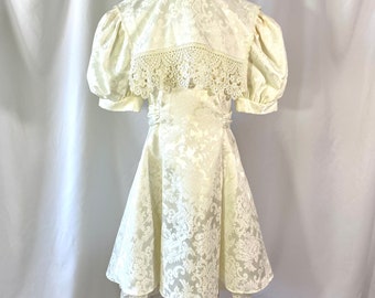 Vintage 90’s Jessica McClintock for Gunne Sax Edwardian Inspired Damask Print Dress size 8 - Vintage Size 8 Dress - Vintage First Communion