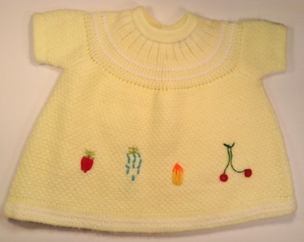Baby Girls 12 18 Mois Robe Tricot Jaune - Robe d’Hiver - Robe Tricot vintage - Robe Bébé - Robe Crochetée vintage - Robe Bébé vintage