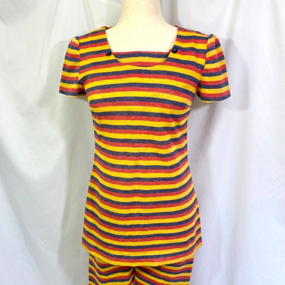 Vintage 70’s Striped Tunic & Bell Bottom Pants Ou… - image 3