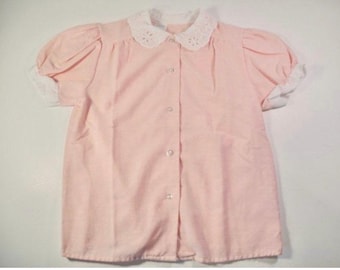 Vintage 80er Jahre Mädchen Bluse - Spitzenkragen, Größe 38