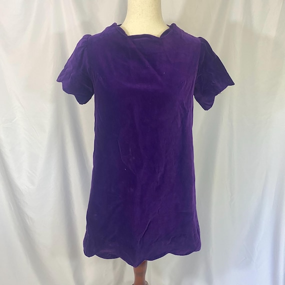 Vintage 70's Purple Velvet Mini Dress Size Medium - Vintage Mini Dress - 70's Medium Dress - Vintage Velvet Dress - Vintage Mod Dress