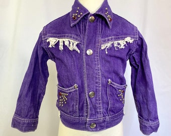 Girl’s Vintage 70’s Farah of Texas Purple Denim Jacket 3T - Vintage Denim Jacket - Vintage Wearernwear - Vintage 3T Jacket - Cowgirl Jacket