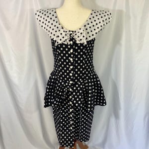 Dawn Joy Fashions vintage des années 90 robe à basque à pois taille moyenne - robe à pois vintage - robe à basque vintage - robe des années 90 Wiggle