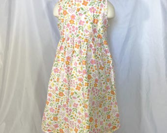 Vestido vintage sin mangas con estampado floral para niña de Lands’ End, talla 5