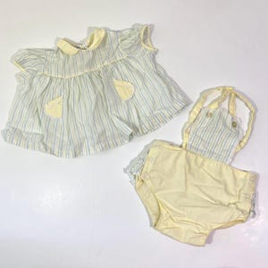 Vintage 60’s Ruffle Butt Bubble Romper & Swing Top Set 3 6 Months - Vintage Baby Romper - 60’s Baby Clothes