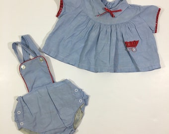 Vintage 50’s Ruffle Butt Romper & Top Set 6 9 Months - Vintage 6 Month Romper - Vintage Romper - Vintage Baby Outfit - 50’s Baby Clothes