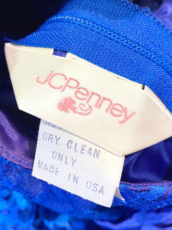 Vintage JC Penney 80’s Prom Dress Blue Lace XS 3 … - image 3