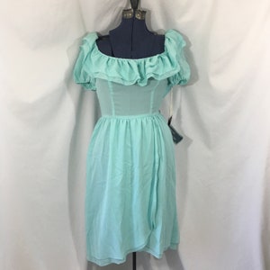 Sukienka chłopska z szyfonu w kolorze niebieskim z lat 70. w rozmiarze S - Sukienka w stylu vintage w rozmiarze S - American Royalty Collection Dress - NWT Vintage