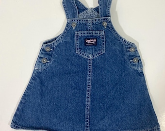Little Girl’s Vintage Y2K Oshkosh B’gosh Denim Jumper Dress 18 Months