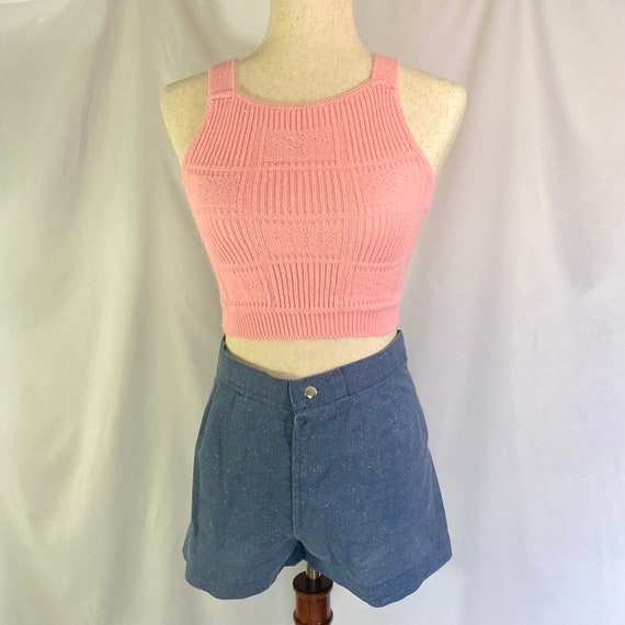 Women’s Vintage 70’s Pink Knot Cropped Tank Top X… - image 1