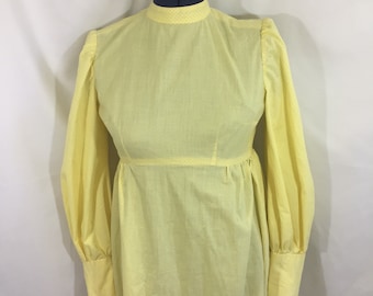 Mellow Yellow Dot Dress - 70&#39;s Does Victorian Dress - Vintage XS Dress - Vintage Maxi Dress - Boho Dress - Gunne Sax Inspired Dress