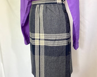 Vintage 80’s Personal Petites Wool Pencil Skirt Size Medium - Vintage Secretary Skirt - Vintage Wool Skirt - Plaid Skirt - 80’s Skirt