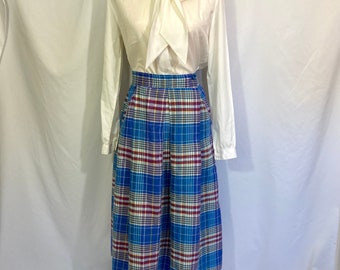 Women’s Vintage Worthington Plaid Midi Skirt Size 10 Medium - Vintage Midi Skirt - 80’s Plaid Skirt - High Waisted Skirt - Vintage Medium Sk