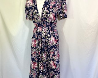 Women’s Vintage 90’s Miss Darby Floral Midi Dress Size 10 Medium - Vintage Floral Dress - 90’s Midi Dress - 90’s Medium Dress - Vintage 10