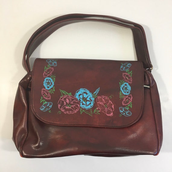 Vintage 70’s Faux Leather Purse - Boho Purse - Vin