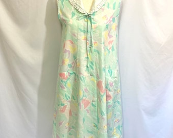 Women’s Vintage 80’s Dressing Gown Medium Large - Vintage Summer Nightgown - Sleeveless Nightgown - Vintage House Coat - Vintage Medium