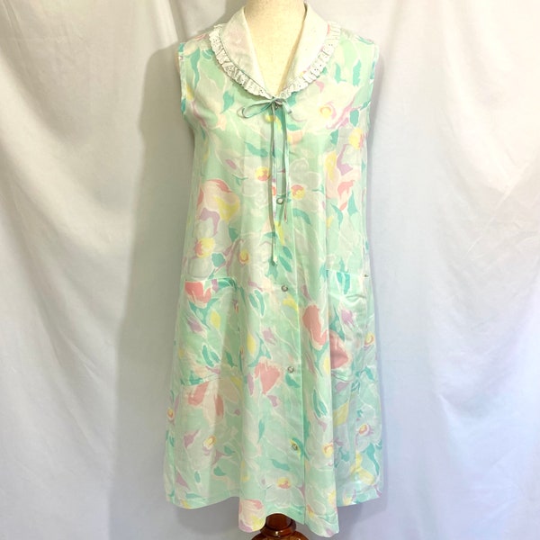 Women’s Vintage 80’s Dressing Gown Medium Large - Vintage Summer Nightgown - Sleeveless Nightgown - Vintage House Coat - Vintage Medium