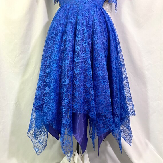 Vintage JC Penney 80’s Prom Dress Blue Lace XS 3 … - image 5