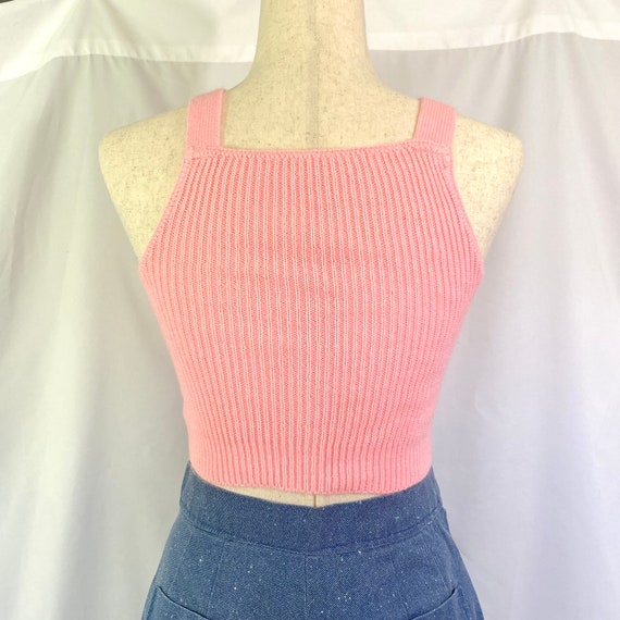 Women’s Vintage 70’s Pink Knot Cropped Tank Top X… - image 5