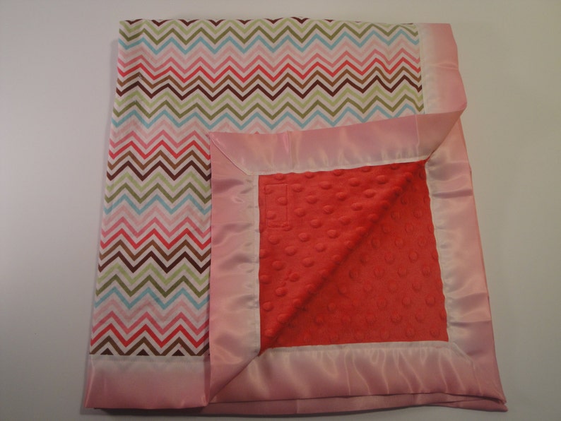 Girl's Pink Chevron Baby Blanket Soft Pink Minky Pink Etsy