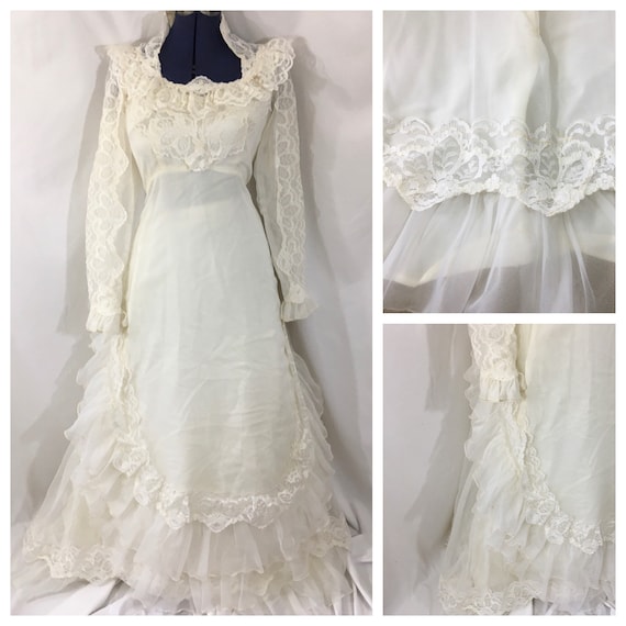 Vintage 70’s Boho Wedding Gown - Small Vintage Wed