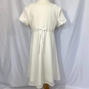 short white dress with bow A-Line White Satin V-Neck Short Wedding Dress with Bow, Diamond White / 10