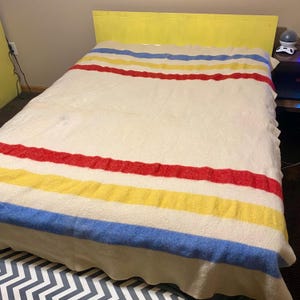 Vintage Fairbo Striped Wool Camp Blanket - Vintage Fairbault Woolen Mills Blanket - Vintage Wool Blanket - Striped Wool Blanket