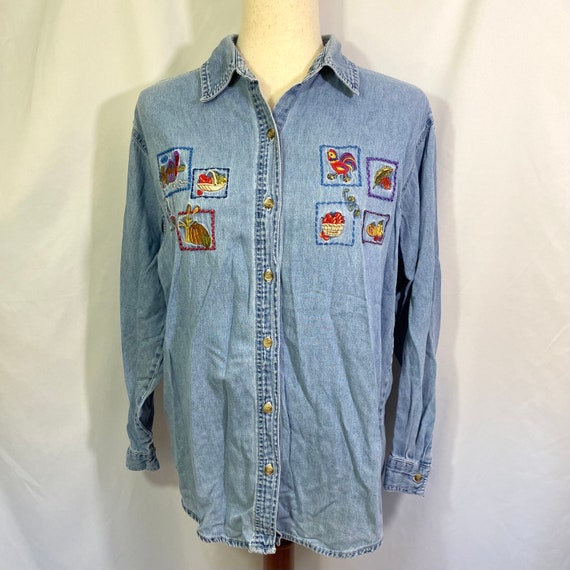 Women’s Vintage Y2K Chambray Button Down Shirt Sm… - image 2