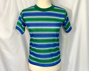 Dziecięca koszulka w paski z lat 90. Cadet Club w stylu vintage, rozmiar 14 XL - Koszulka w stylu vintage - Koszulka z lat 90. - Koszulka w paski w stylu vintage - Koszulka w stylu vintage XL