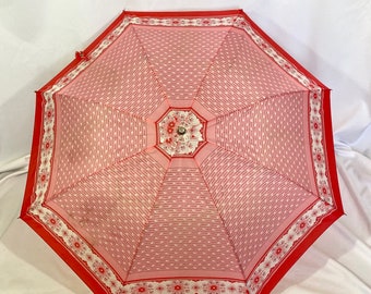 Small Vintage Umbrella - Vintage Children’s Umbrella - Vintage Photo Prop Umbrella - Vintage Parasol - Red Umbrella - Pink Umbrella - Floral