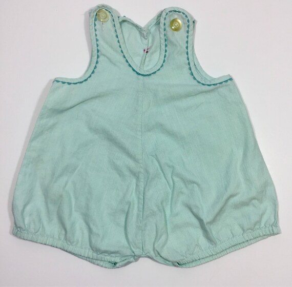 Green Vintage Bubble Romper - 6 12 month romper -