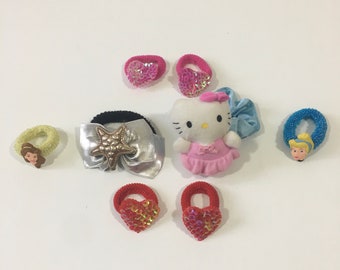 Girl HELLO KITTY MULTICOLOR HAIR STRETCHY TIES NWT SET OF 4 