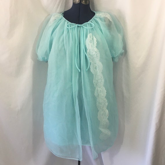 Vintage 60’s Blue Babydoll Peignoir Set Small Med… - image 1