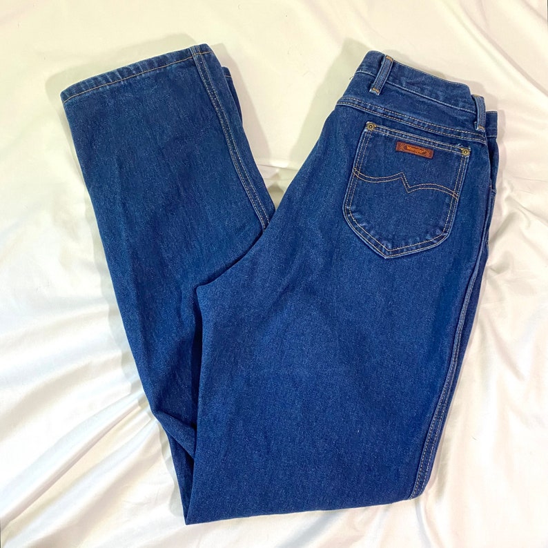 Vintage 80-tals Wrangler-jeans – hög midja, bootcut, 89 cm midja bild 1