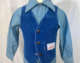 Kid’s Vintage 80’s Levi’s Blue Corduroy Vest Size 2T 3T