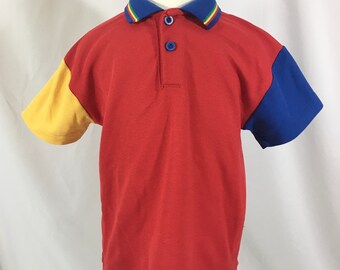 Vintage Color Block Pullover Polo Shirt