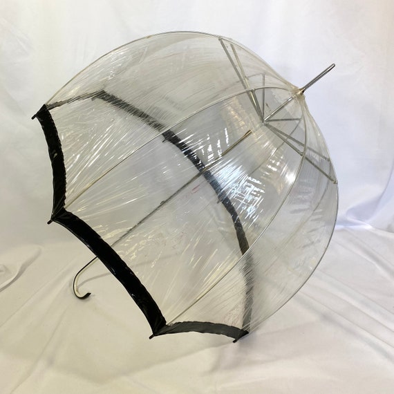 Vintage 60’s Clear Vinyl Dome Umbrella - Vintage … - image 9