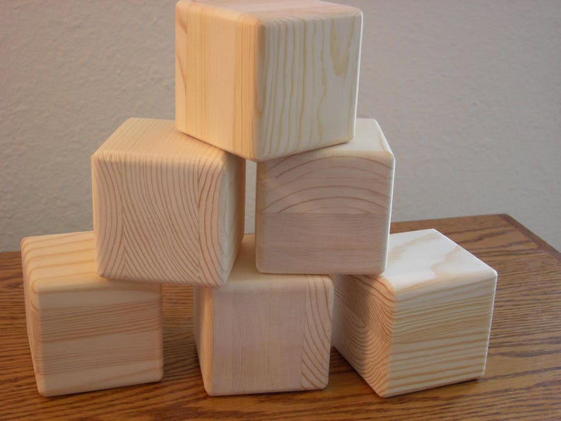 6 Unfinished Wood Cubes for Your Craft Project Handmade Blocks Etsy