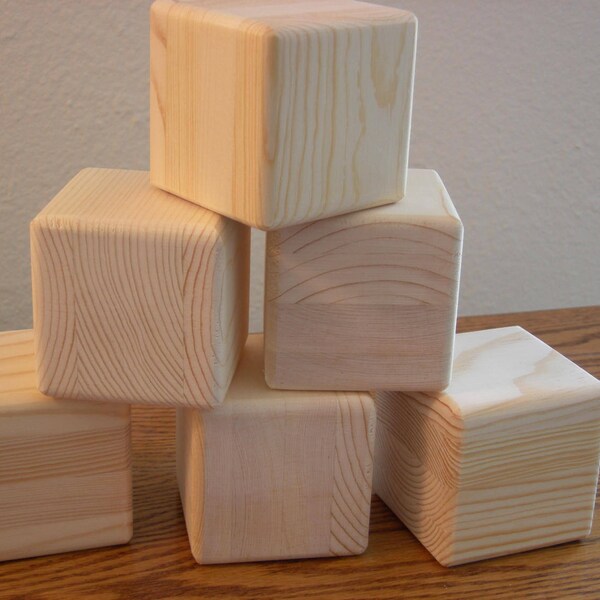 24 cubes de bois non finis pour votre projet d'artisanat Blocs faits à la main Finition prête