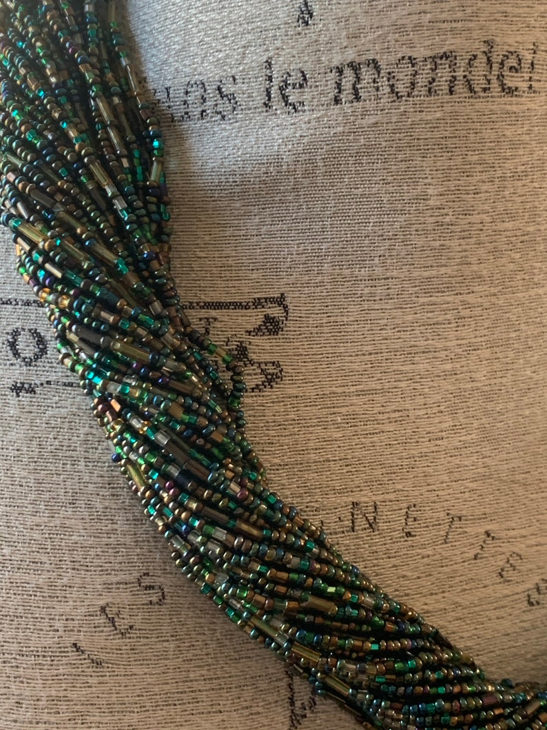 Women/'s Multi Strand TealTurquoise Seed beaded necklace