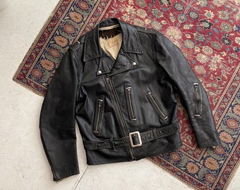 Vintage 1950s Horsehide Biker Jacket - Mens Large/medium