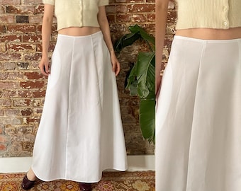 Vintage 1990s Y2K Solid White A-line Maxi Skirt - 90s White