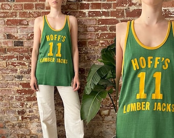 Vintage 50s Russell Southern Green Yellow Rayon Jersey - Small 18.5" x 28.5"