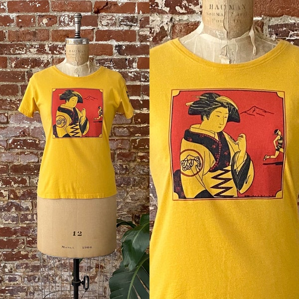 Vintage 2003 Nike Cascade Run Off T-Shirt - 80s Reprint Nike Geisha Tee - Made in Portugal - Women's Medium