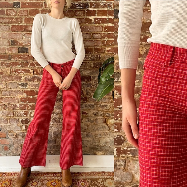 Plaid Flare Pants Etsy