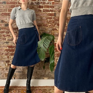70s Denim Wrap Skirt Etsy